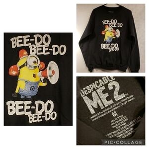 Minion Minions Black Sweatshirt Medium M BEE-DO BEE-DO Megaphone Despica…